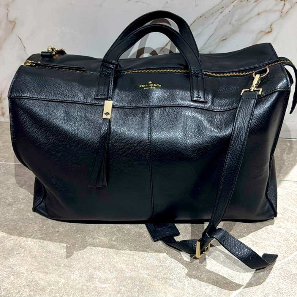Kate Spade Leather Weekender, Black